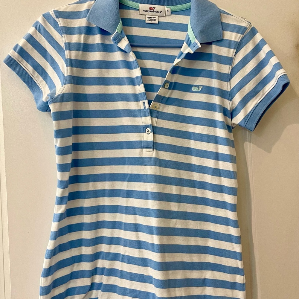 Vineyard Vines Blue and White Striped Polo Shirt NWOT
